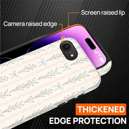 Magnetic for iPhone 16e Case,[Compatible with Magsafe] Dual Layer Protective Heavy Duty Shockproof Rugged Drop Protection Bumper Hybrid Case - Blue Bow Stripes - color: Blue Bow Stripes, size: iPhone 16e