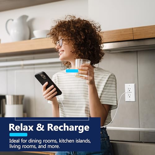 LIDER 6.0A 30W USB-C Wall Outlet, Interchangeable Face Cover, Matte White - color: White, size: USB 3C Ports
