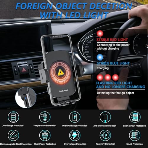 Wireless Car Charger, Fast Charging 15W Auto Clamping Car Charger Phone Holder Phone Mount for iPhone16 15 14 13 12 11 Pro Max Xs, Samsung Galaxy S24 Ultra S23 S22 S21 S20 S10+ Note 9, etc - color: Black-1