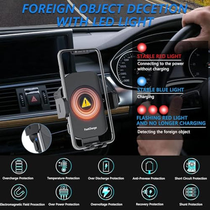 Wireless Car Charger, Fast Charging 15W Auto Clamping Car Charger Phone Holder Phone Mount for iPhone16 15 14 13 12 11 Pro Max Xs, Samsung Galaxy S24 Ultra S23 S22 S21 S20 S10+ Note 9, etc - color: Black-1