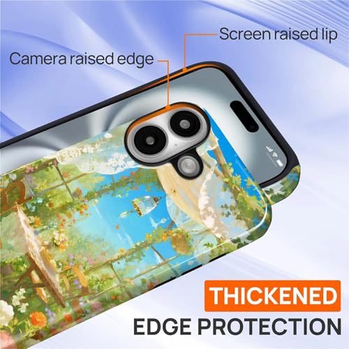 Case for iPhone 16 Plus, Shockproof Hybrid Protective Phone Case, Dual-Layer Drop Protection Anti-Scratch, Sunny Garden - color: Sunny Garden, size: iPhone 16 Plus