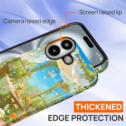 Case for iPhone 16, Shockproof Hybrid Protective Phone Case, Dual-Layer Drop Protection Anti-Scratch, Sunny Garden - color: Sunny Garden, size: iPhone 16
