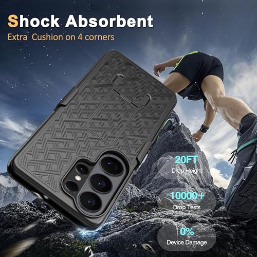 Fingic for Samsung Galaxy S26 Ultra Case with Belt Clip Holster Kickstand | Slim Combo Shell with Swivel Holster Rugged Shockproof Antiscratch Full Body Protective for Galaxy S26 Ultra 6.9" 2026,Black
