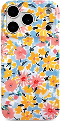Qokey Floral Case Compatible with iPhone 17 Pro Max, Cute Garden Flowers Design for Girls Women, Soft Bumper Lightweight Slim Fit Shockproof Non-Yellowing Phone Cover, Reddish Yellow Floral - color: Reddish Yellow