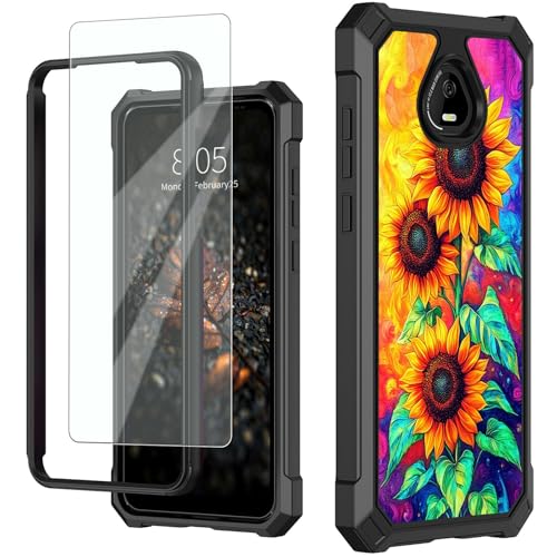 for Schok Volt Sv67q Sv67332 Case with Screen Protector, Military Grade Drop Protection, Dual Layer Hybrid Shockproof Protection TPU Phone Case for Schok Volt Sv67q, Three Sunflowers - color: Three Sunflowers