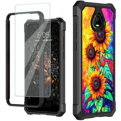 for Schok Volt Sv67q Sv67332 Case with Screen Protector, Military Grade Drop Protection, Dual Layer Hybrid Shockproof Protection TPU Phone Case for Schok Volt Sv67q, Three Sunflowers - color: Three Sunflowers