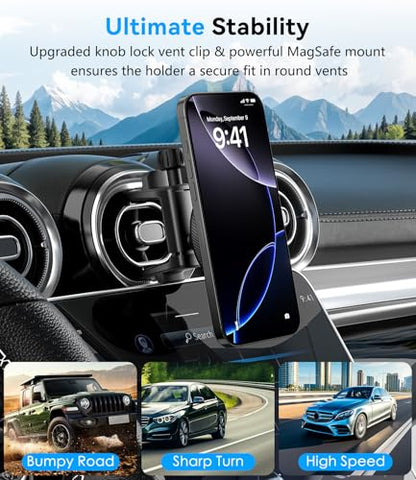 Compatible with Magsafe Car Mount for Mercedes Benz A/B/C/E/G/GLA/GLK Round Air Vent, Strong Magnetic Phone Holder for iPhone 17 16 15 14 13 12 Pro Max Plus Mini