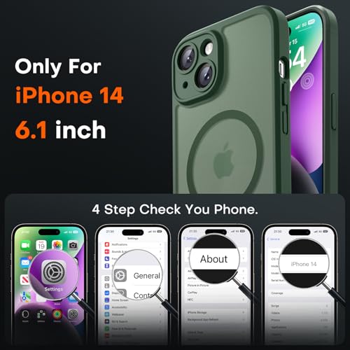TOCOL for iPhone 14 Case, Compatible with MagSafe, Alpine Green - color: Alpine Green, size: Iphone 14