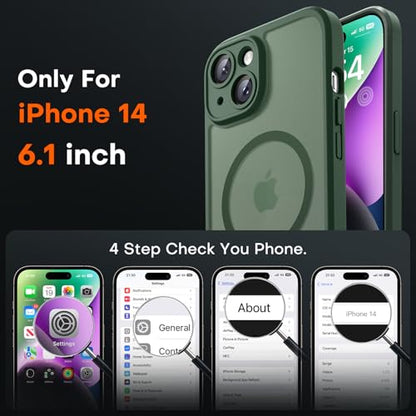 TOCOL for iPhone 14 Case, Compatible with MagSafe, Alpine Green - color: Alpine Green, size: Iphone 14