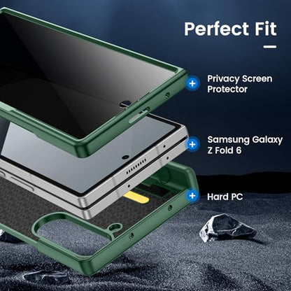 VEGO for Samsung Galaxy Z Fold 6 Case with Privacy Screen Protector Green - color: Green