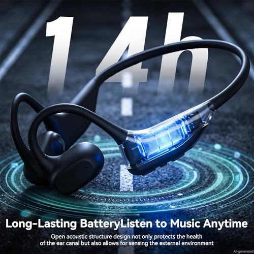 LEVN Open Ear Headphones, Bluetooth 5.3 Wireless Headphones for Running, 14H Battery, Sweatproof & Water-Resistant Sports Headphones with Built-in Mic for Cycling, Workout