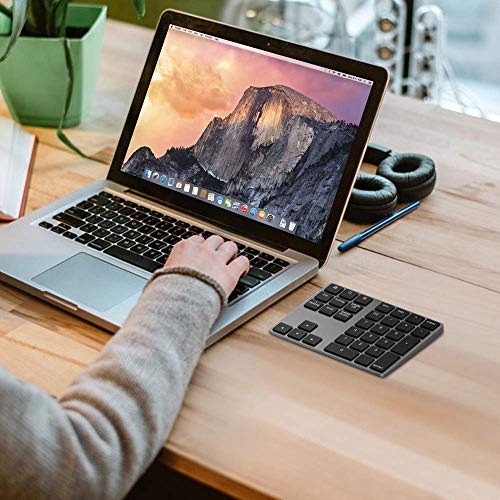 Lekvey Bluetooth Number Pad, Aluminum Rechargeable Wireless Numeric Keypad - color: Bluetooth - Black