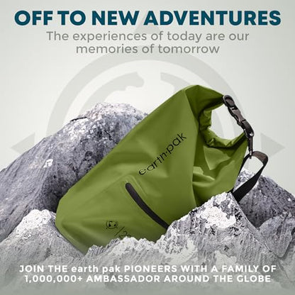 Earth Pak Waterproof Dry Bag with Zippered Pocket - Waterproof Dry Bag Backpack Keeps Gear Dry - color: Forest Green, size: 20L