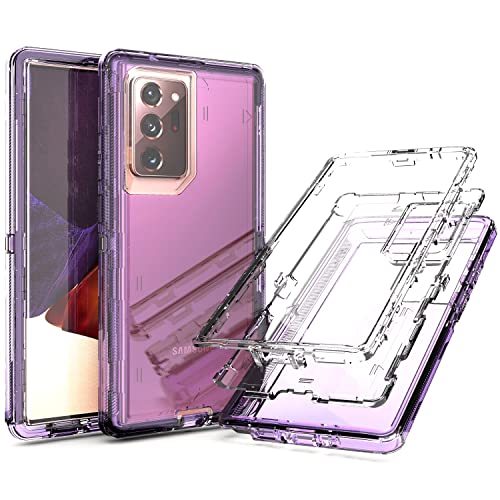 YmhxcY Galaxy Note 20 Ultra Case - 3 Layer Drop Protection, Shockproof Silicone & Clear Cover - Transparent Purple - color: Transparent purple