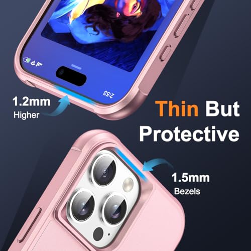 SKYLMW Compatible with iPhone 16 Pro Case with Stand,Rose Gold | iPhone 16 Pro Phone Case 6.3",Magnetic Ring Stand,Compatible with MagSafe,Military-Grade Protection,Great Grip Feeling - color: Rose Gold, size: Iphone 16 Pro