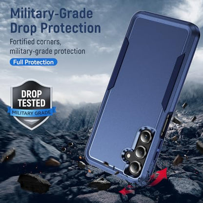 Phone Case for Samsung Galaxy A17 5G Case, Samsung A17 5G Case with Tempered Glass Screen Protector, Soft TPU Hard Back Double Layer Phone Cover (Navy Blue) - color: Navy Blue