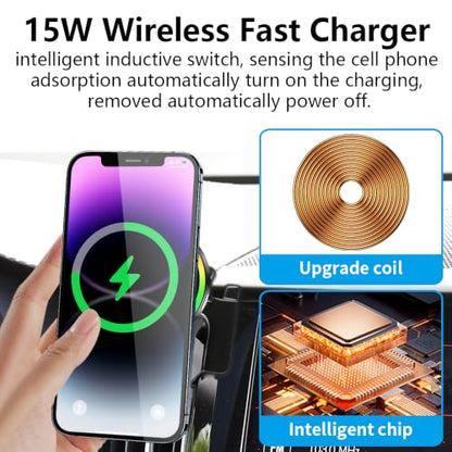 Car Magnetic Phone Mount for Volvo XC60 2018 2019 2020 2021 2022 20223 2024 2025 Auto Interior Accessories Best Cellphone Holder Fast 15W Wireless Charger Cell Phones Charging Screen Stand Accessory