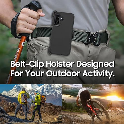 Compatible for Samsung Galaxy A26 5G, Built in Screen Protector, Belt Clip Holster Heavy Duty Defender Case Dustproof Shockproof Protection (Black) - color: Black