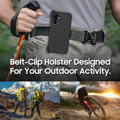 Compatible for Samsung Galaxy A26 5G, Built in Screen Protector, Belt Clip Holster Heavy Duty Defender Case Dustproof Shockproof Protection (Black) - color: Black