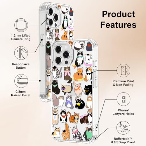 MOSNOVO Case for iPhone 12 & iPhone 12 Pro, [Buffertech 6.6ft Military-Grade Drop Protection] [Anti Peel Off Tech] Clear TPU Bumper Phone Case Cover Design - Cute Cats - color: Clear - Cute Cats, size: iPhone 12 / iPhone 12 Pro