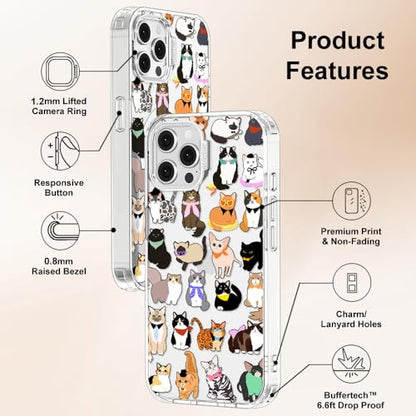MOSNOVO Case for iPhone 12 & iPhone 12 Pro, [Buffertech 6.6ft Military-Grade Drop Protection] [Anti Peel Off Tech] Clear TPU Bumper Phone Case Cover Design - Cute Cats - color: Clear - Cute Cats, size: iPhone 12 / iPhone 12 Pro
