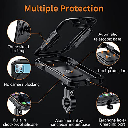 Kewig Motorcycle Phone Mount with Aluminum Alloy Handlebar Mount Base - size: L