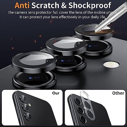 Zeking (2 Set for Samsung Galaxy A16 5G Camera Lens Protector, Scratch-Resistant HD Clarity Ultra-Thin 9H Tempered Glass with Aluminum Edging, Individual Metal Lens Cover (Black) - color: Black