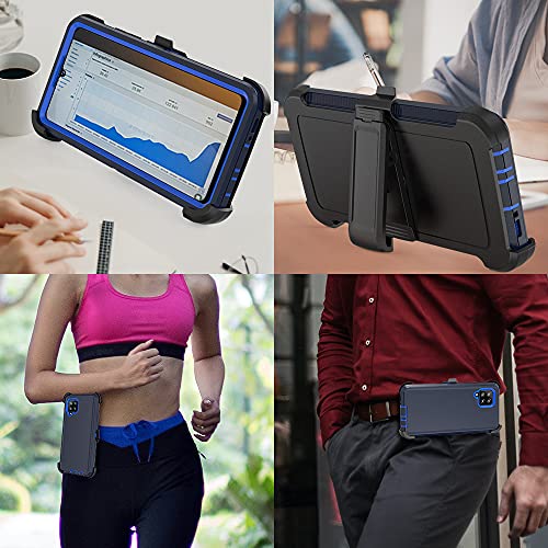 Compatible with Samsung Galaxy A42 5G Case,with Screen Protectors,Heavy Duty Rugged Shockproof Full Body Protection Kickstand Case with Belt Clip Holster for Samsung Galaxy A42 5G (Blue) - color: Blue