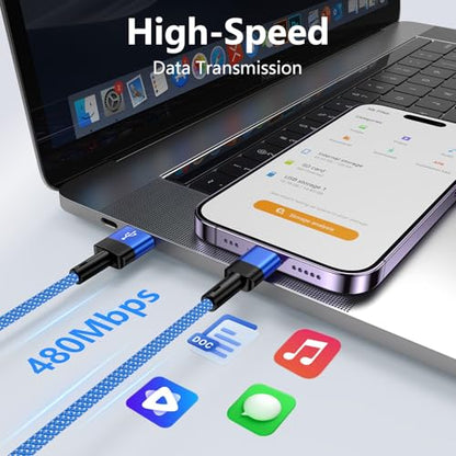 9FT USB A to Lightning Cable Compatible with iPhone 14/14 Pro/14 Pro Max - color: Blue