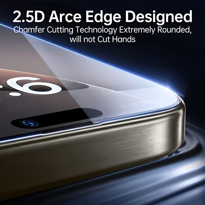 5-Pack HD Clear Tempered Glass Screen Protector, 9H Hardness Anti-Fingerprint 2.5D Curved Edge High Transmittance Middle Aluminum Glass for iPhone 16 Pro Max (15PROMAX)
