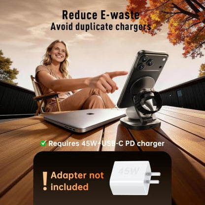 REWONDER 3-in-1 Qi2.2 25W Fast Wireless Charging Station for iPhone - color: Grey