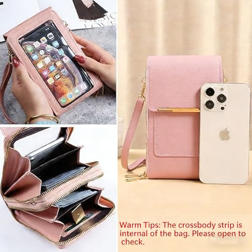 Women's Touchscreen Phone Crossbody Bag, Anti-theft Leather Phone Wallet, Perfect Holiday Gift - color: Black