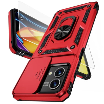 Vinve for Moto G Stylus 5G 2023 Case [Not Fit 4G Version] Slide Lens Cover, HD Screen Protector, Military Grade Drop Protection, Magnetic Rotated Ring Holder Kickstand Protective Phone Case (Red) - color: Red ,Military Grade 2nd gen.