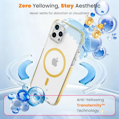 DEERLAMN Magnetic Clear Case for iPhone 12/iPhone 12 Pro 6.1-Inch, [Compatible with Magsafe][Anti-Yellowing] Transparent Slim Shockproof Protective Phone Cover, Yellow - color: Yellow, size: iPhone 12/12 Pro-6.1 Inch