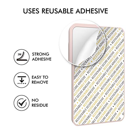 PU Leather Phone Card Holder Stick On Back of Cell Phone Wallet - color: LiPink