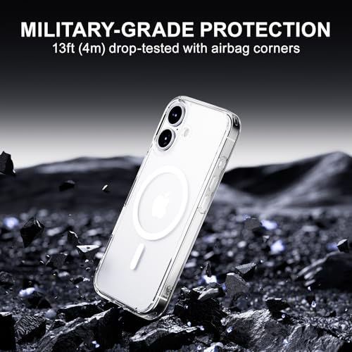 PAUL B for 2025 iPhone 17 Case (Compatible with MagSafe) Military Grade Drop Protection(Drop Tested up to 13FT) Anti Yellowing | Magnetic Rugged Shockproof Phone Cover (Clear, iPhone 17) - color: Clear, size: iPhone 17