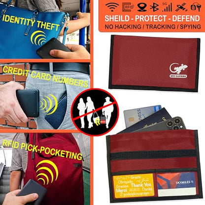 Gecko Travel Tech Faraday Bag Anti-Tracking GPS RFID Car Key Signal Blocker Wallet Shielding Pouch Protective Case for Cell Phone Car Key FOB, Data Privacy, Electronic Device Security (RED - NYLON) - color: RED - NYLON