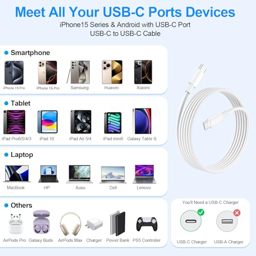 USB C Cable 10 FT 2-Pack,Data Transfer and Fast Charging Cable - size: 10FT+10FT