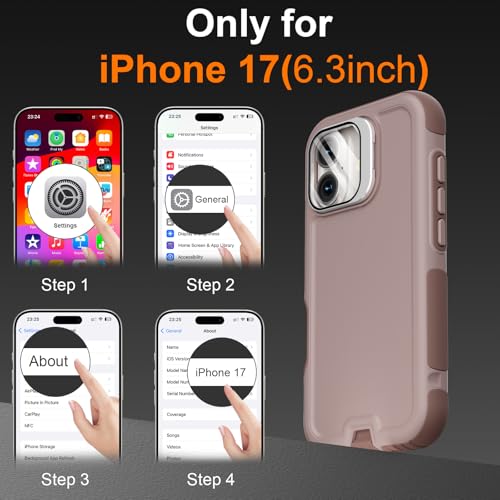 Follaroma Magnetic for iPhone 17 Case with Camera Stand, Light Brown, 6.3" | Built-in Glass Camera Cover,Compatible with MagSafe,Heavy Duty Shockproof Protective,Military-Grade Anti-DropDual Layer Cover - color: Brown Pink, size: iPhone 17 6.3''