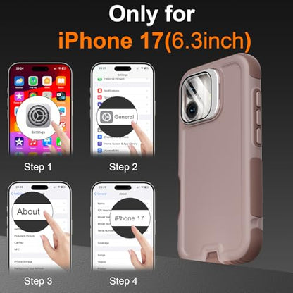 Follaroma Magnetic for iPhone 17 Case with Camera Stand, Light Brown, 6.3" | Built-in Glass Camera Cover,Compatible with MagSafe,Heavy Duty Shockproof Protective,Military-Grade Anti-DropDual Layer Cover - color: Brown Pink, size: iPhone 17 6.3''