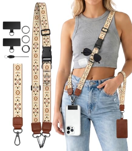 Boho Bohemian Cell Phone Lanyard Crossbody Wrist Neck Strap Women - color: Bohemian