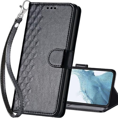 for Samsung Galaxy S23 Wallet case, Black-Cube | 3 Card Holders, Kickstand, Shockproof TPU Shell, PU Leather, Magnetic Closure, Protective Flip Folio Cover, Women - color: 4