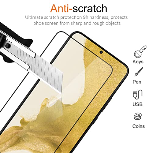 [2+2Pack] Tempered Glass Screen Protector for Samsung Galaxy S22+ and Camera Lens Protector Fingerprint Unlock Full Coverage HD Clear Bubble Free 9H Compatible with Galaxy S22 Plus - color: Samsung Galaxy S22+ (6.6 inch)