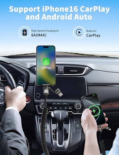 BELAROI 240W MFi Certified 2m 4-in-1 Retractable Coiled Charging Cable