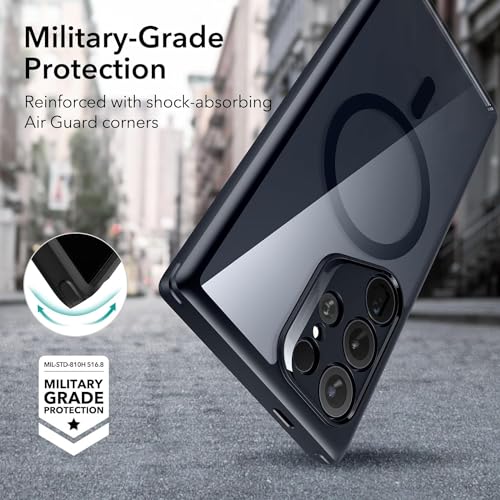 ESR for Samsung Galaxy S24 Ultra Magsafe Case with Kickstand, Wireless Charging Compatible with Magnetic, 3 Stand Modes, Military-Grade Protection, Shockproof Case Slim Fit for S24 Ultra, Clear Black - color: Magsafe Boost-Clear Black