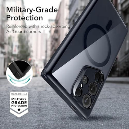 ESR for Samsung Galaxy S24 Ultra Magsafe Case with Kickstand, Wireless Charging Compatible with Magnetic, 3 Stand Modes, Military-Grade Protection, Shockproof Case Slim Fit for S24 Ultra, Clear Black - color: Magsafe Boost-Clear Black