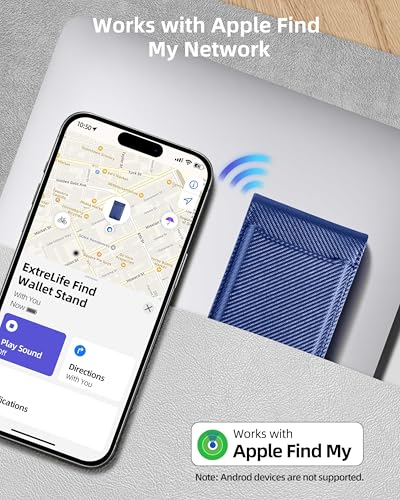 ExtreLife for Magsafe Wallet, Works with Apple Find My, 6 Cards Holder - color: Blue Carbon fiber