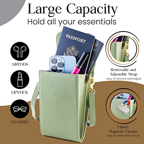 Classico Small Crossbody Phone Purse for Women - Crossbody Bag Wallet for Phone, Cards, Accessories - color: Olive