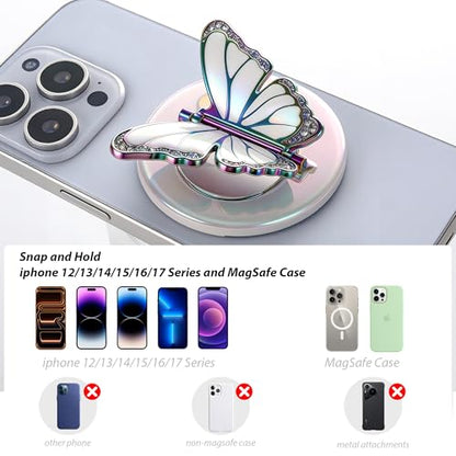 [2026 All-New] for MagSafe Butterfly Phone Grip, Glitter White - color: Glitter White