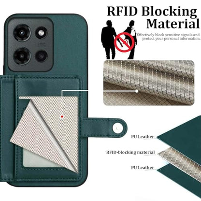for Moto G Power 5G 2025 RFID Blocking Wallet Case, Green | PU leather, TPU interior, 5 card slots, cash/photo pocket, magnetic clasp, kickstand, 2-layer shockproof, scratch resistant - color: Green